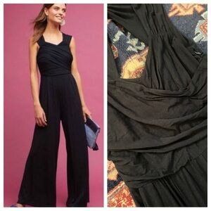 Anthropologie Moulinette Soeur Molly Black Wide Leg Jersey Jumpsuit sleeveless S